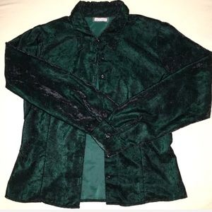 green crushed velvet top